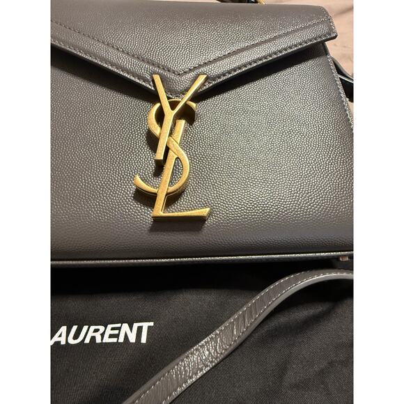 YSL Saint Laurent Grey Grain Leather Cassandra Mini Top Handle Bag - Picture 3 of 12